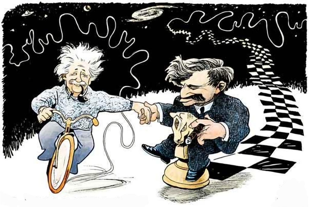 Emanuel Lasker ve Albert Einstein tarihi fotoğraf - antalya satranç